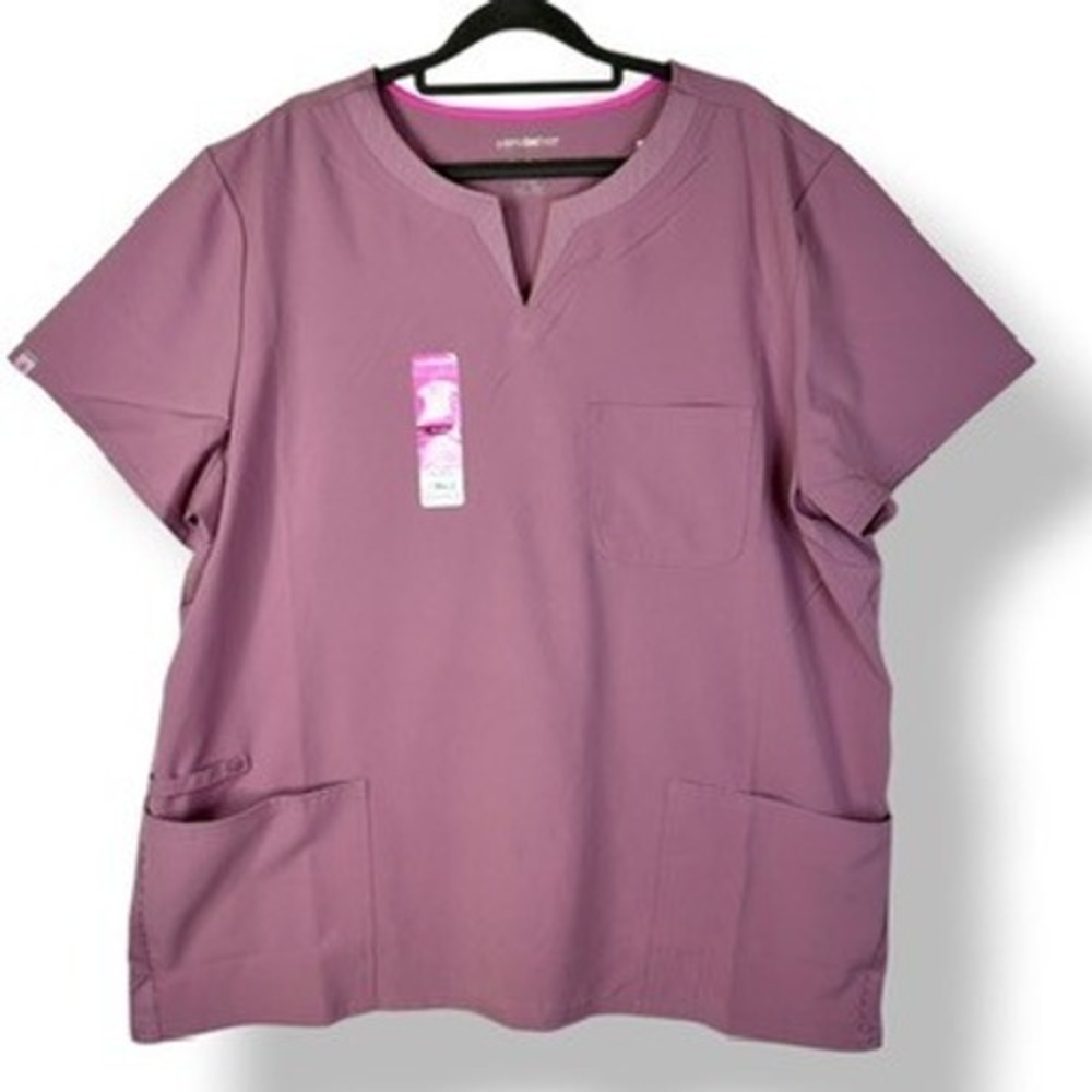 Scrubstar Womens Mauve Haze Notch Collar Top 2XL Plus Size Medical Workwear